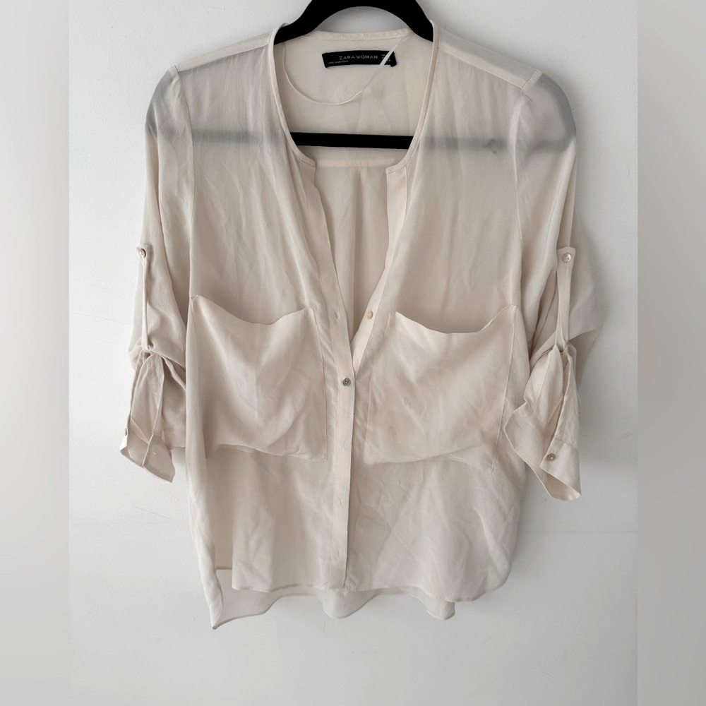 Zara 100% silk blouse